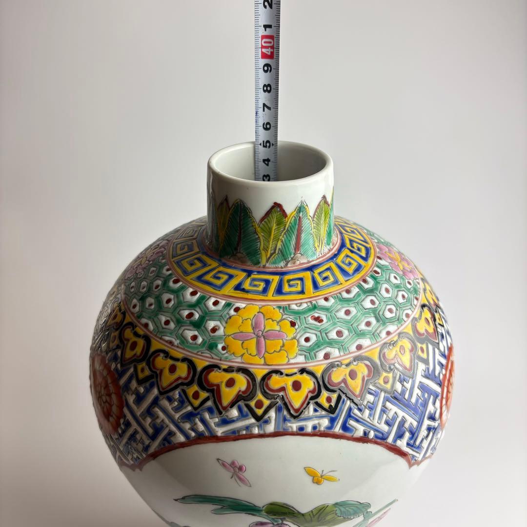 中国 花瓶 色絵 粉彩 壺 飾壺