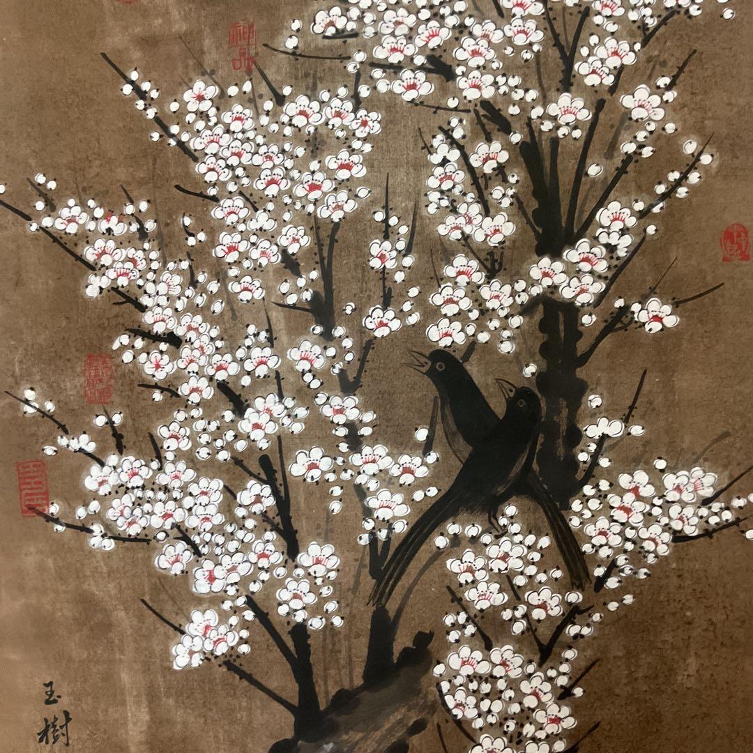 中国画 作者不詳作 絹本大幅 ダイナミックな描き込み 素晴らしい作品