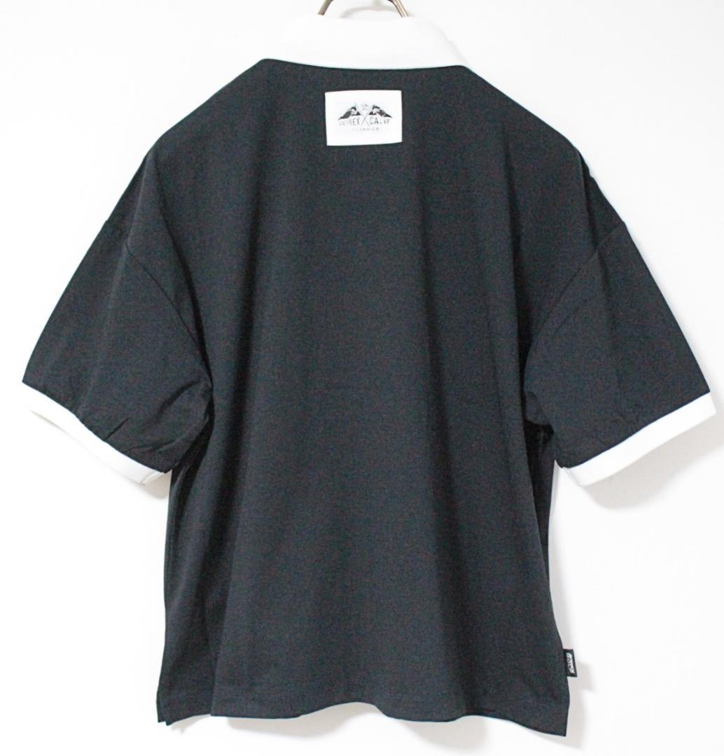 新品 アヴィレックス ゴルフ ワッペン刺しゅう ハーフジップ ポロシャツ M 黒