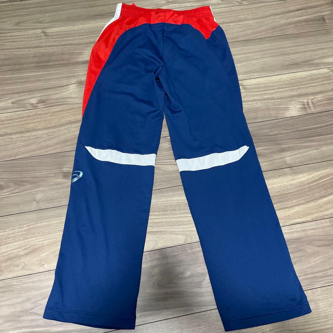 アシックス asics ジャージ 上下セット Sサイズ 赤×青