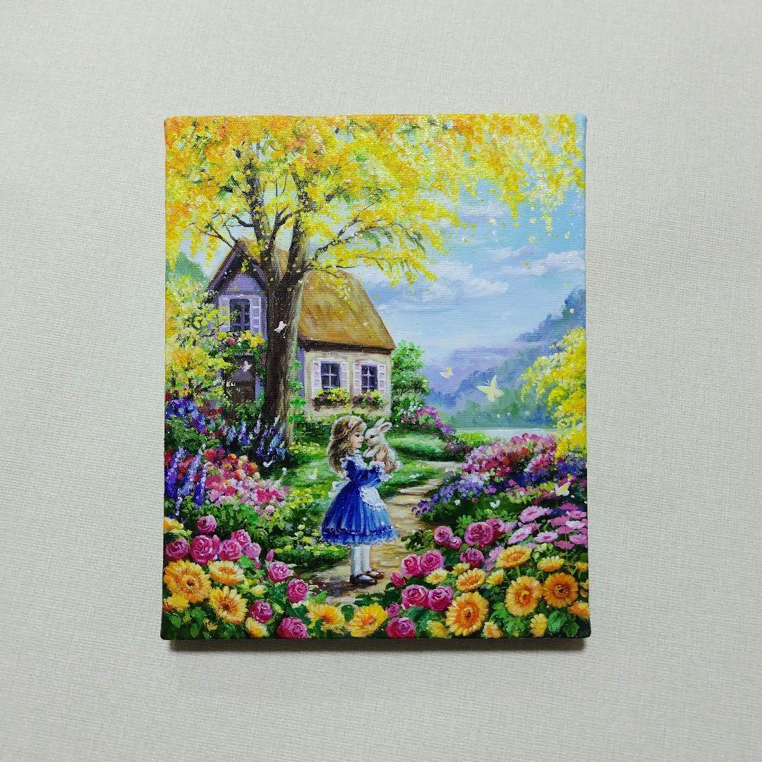 j*1様 【ミモザの咲く家】アクリル画 F3 風景画 絵画