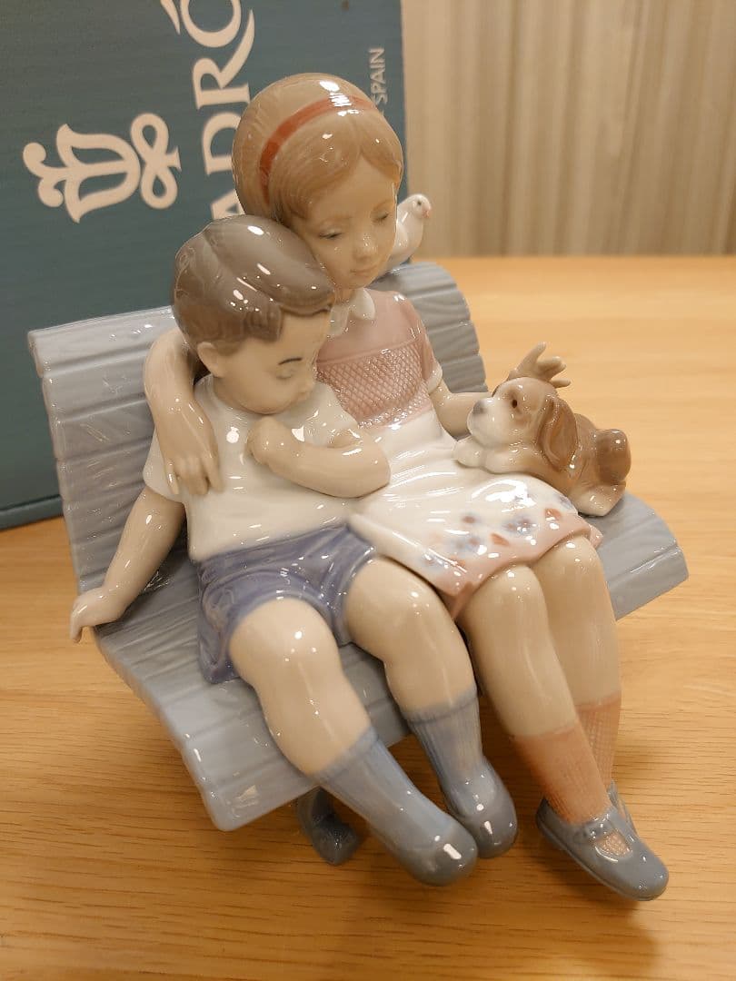 【極美品 無欠損】LLADRO リヤドロ No.6446『やすらぎ』姉弟 子犬