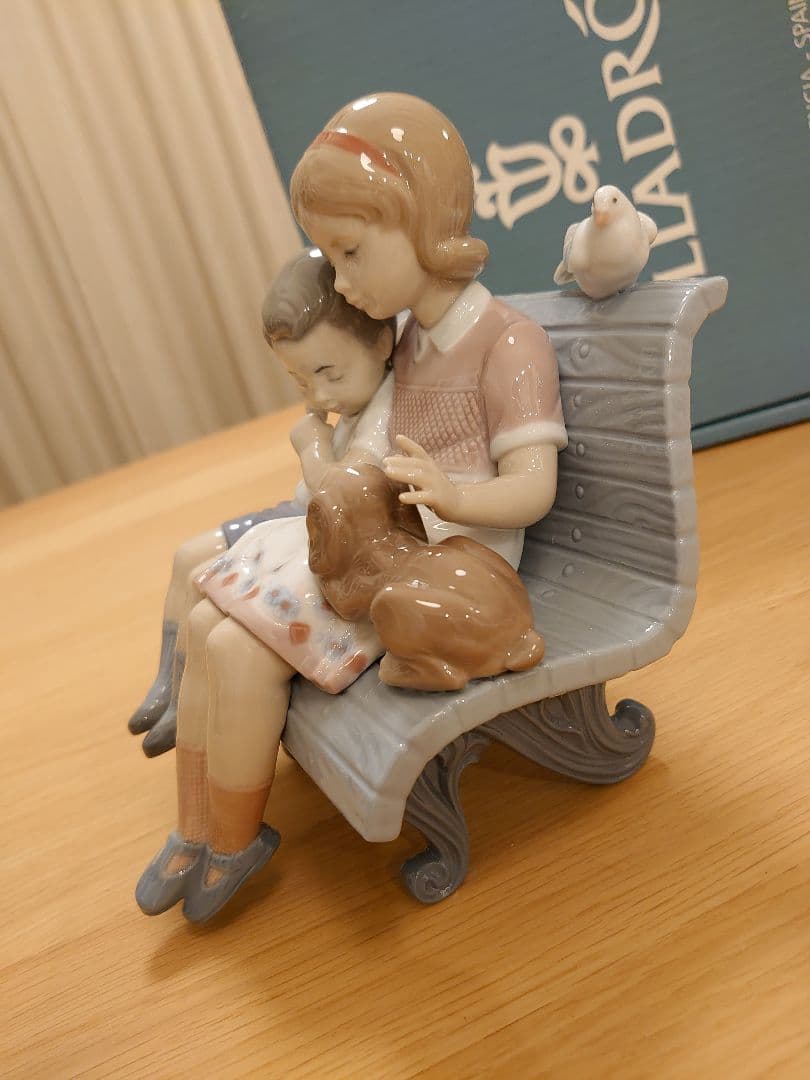【極美品 無欠損】LLADRO リヤドロ No.6446『やすらぎ』姉弟 子犬