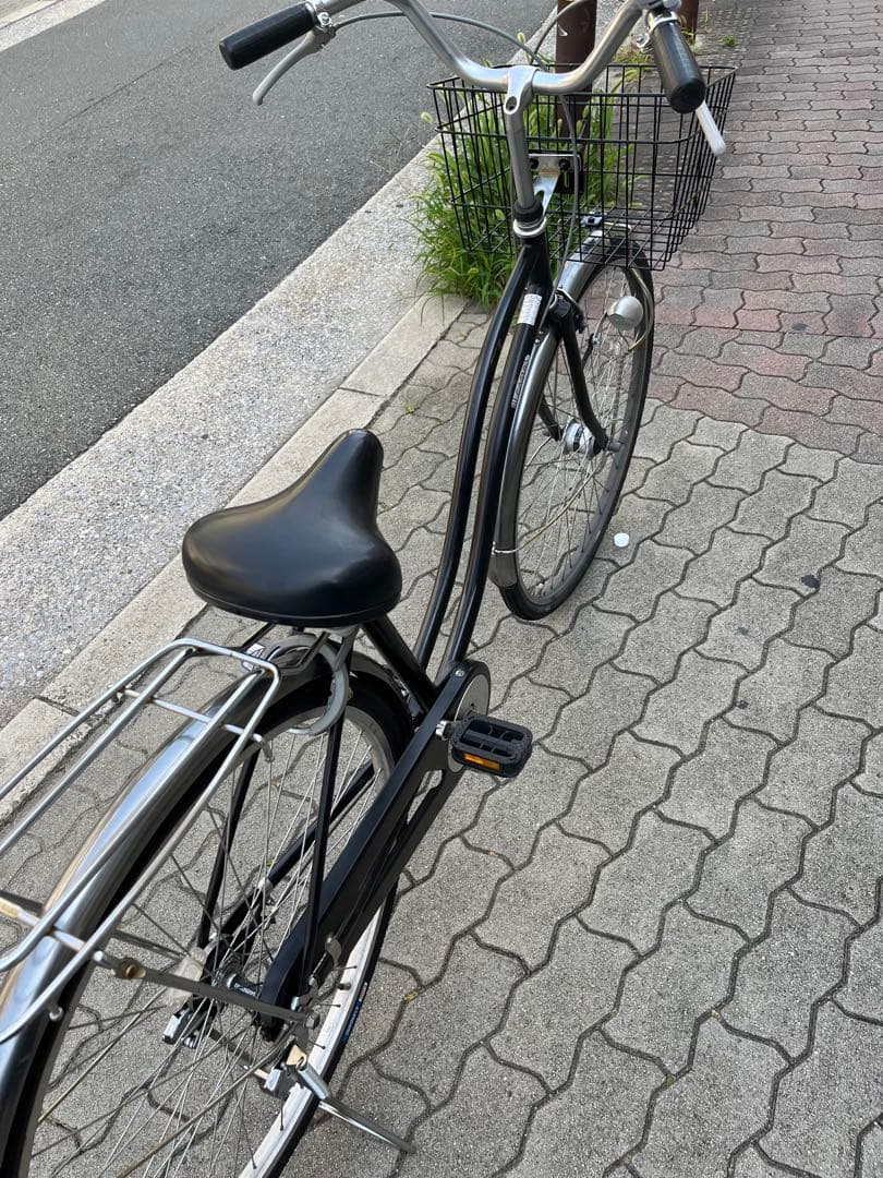 【大阪限定・整備済】シティサイクル 黒／タイヤ新品(パンク防止剤入り)・匿名配送