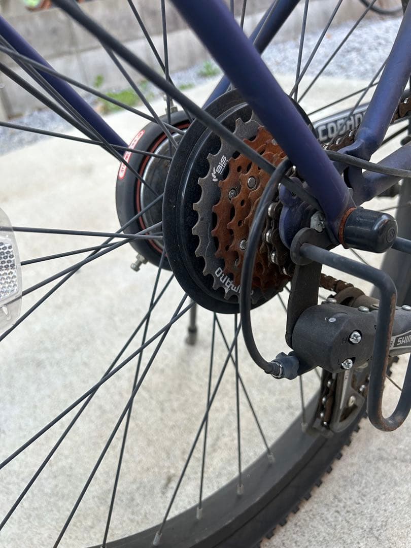 24インチ 子供用自転車 ネイビーブルー 前カゴ付き
