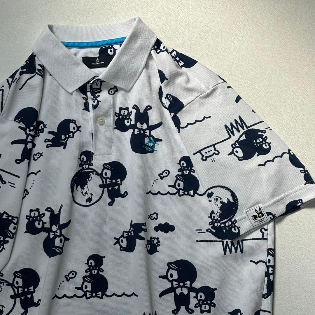 Munsing Wear ×TAROUT コラボ 総柄 ポロシャツメンズLサイズ