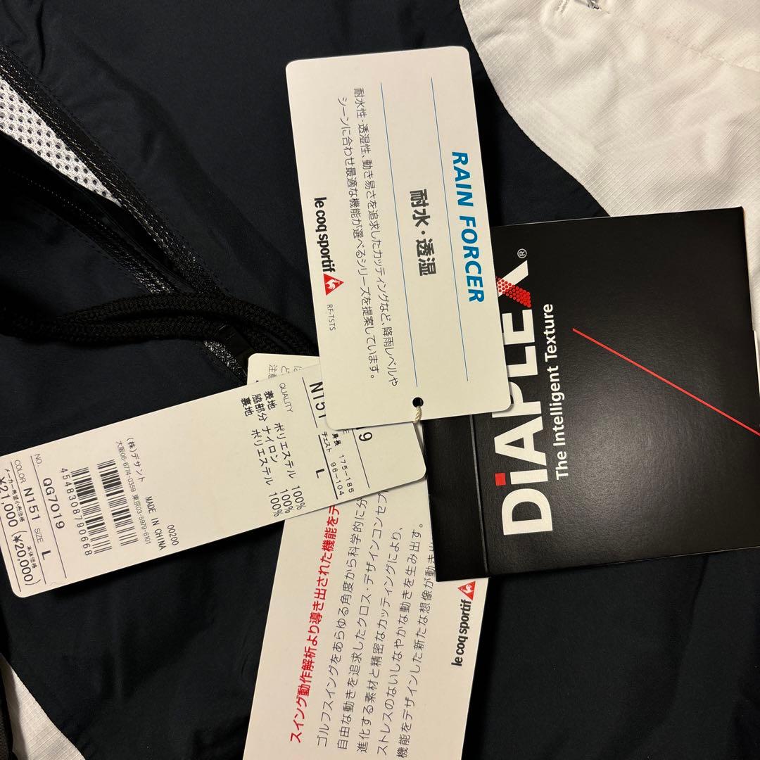 SALE 新品タグ付 ルコックゴルフ上下セット レインウェアL　　袋付 黒白
