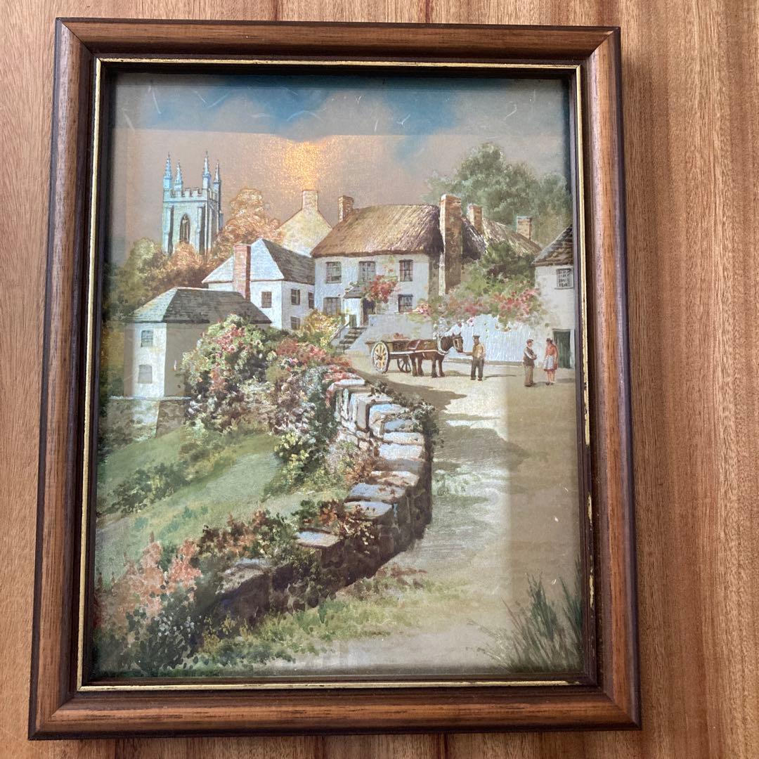 Tanko 4点おまとめ立体感のある風景画　ヴィンテージイギリスの村風景