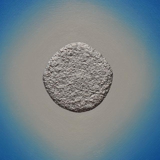青の研究作品●F4額装タテ46.9cm●がんどうあつし絵画油絵プラチナシルバー銀