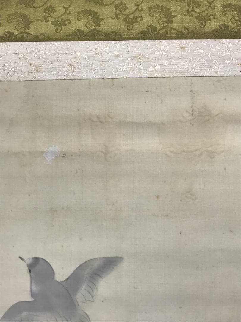 夢外/寒月に千鳥図/花鳥図/群鳥図/掛軸/名家伝来/AC-731