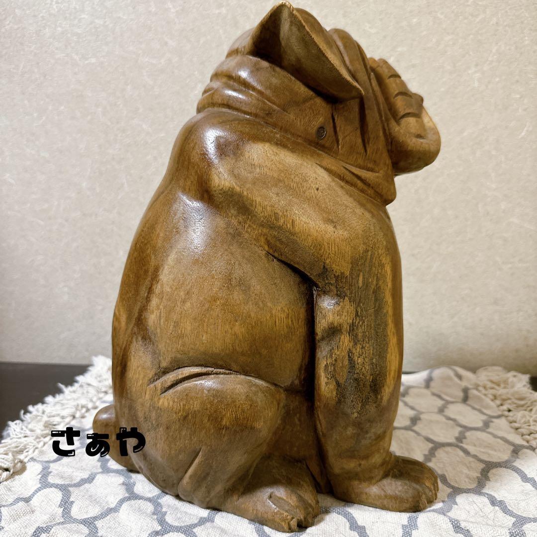木彫動物⑅犬(ブルドッグ)⑅インドネシア