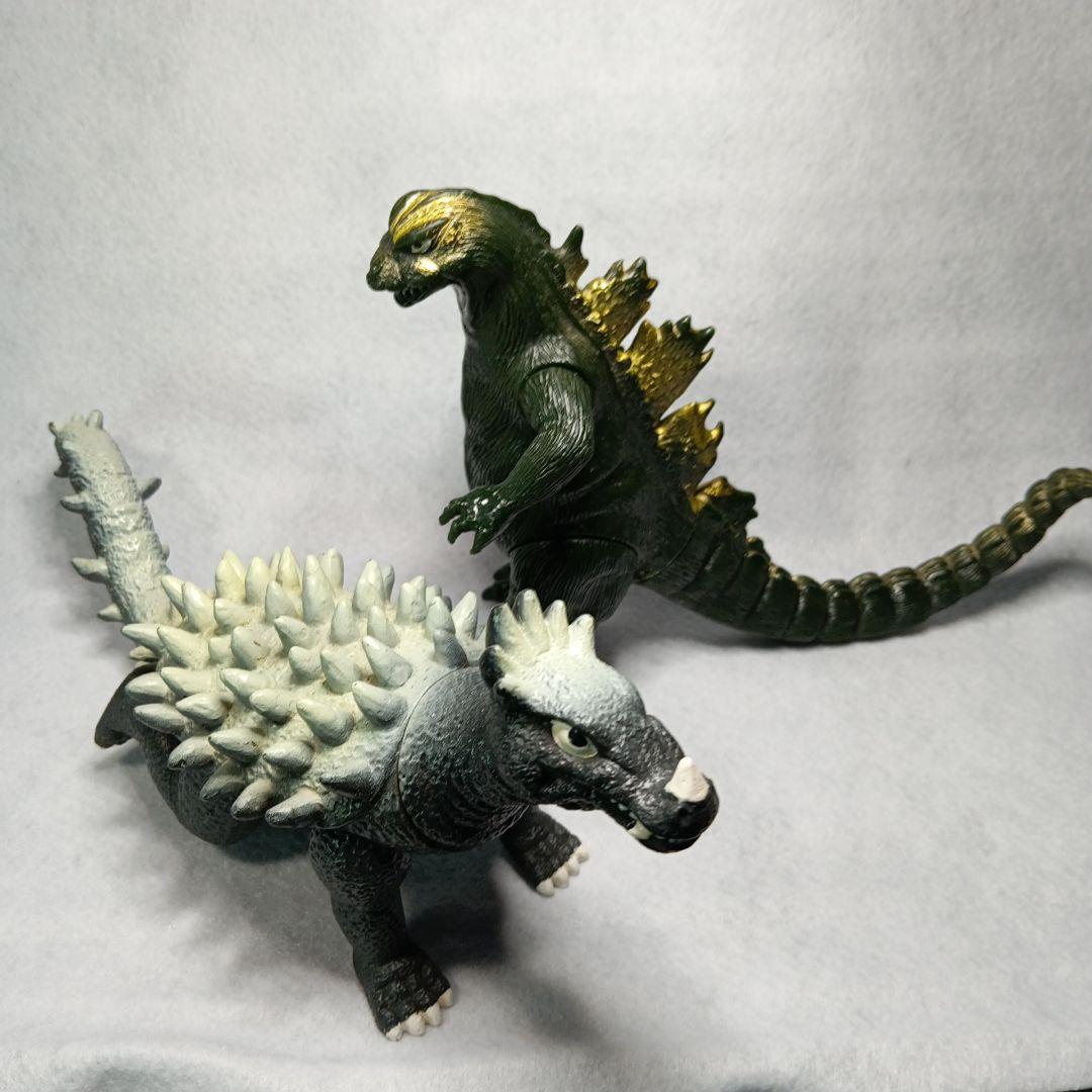 山勝 ゴジラ と アンギラス 怪獣ソフビ 当時物