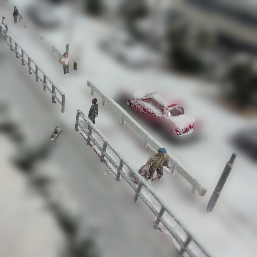 （12）鉄道情景ジオラマ（Nゲージ）No.12「雪の新幹線と冬の釣り人たち」