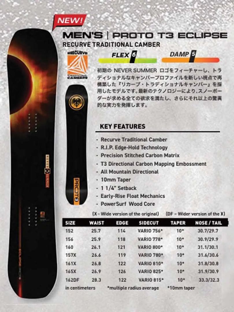 【新品未使用】NEVER SUMMER PROTO T3 ECLIPSE 156