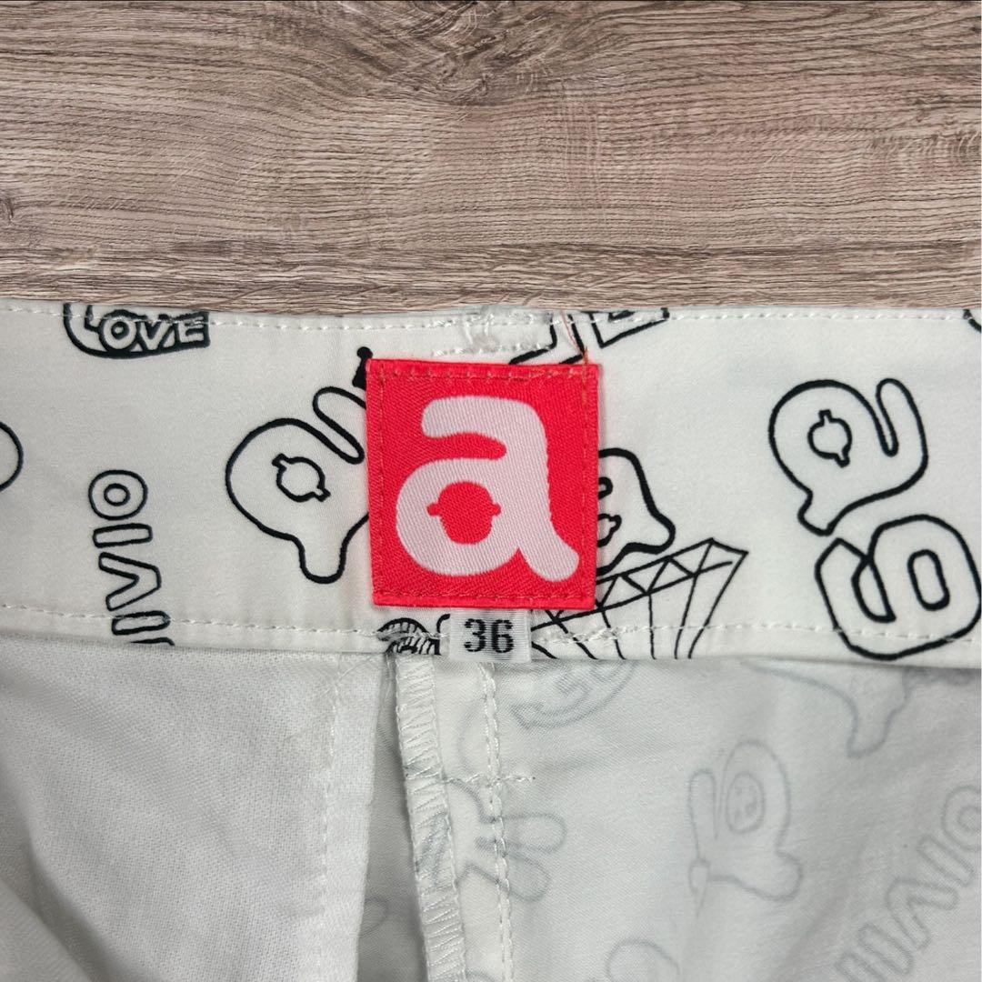 美品 アルチビオ 総柄 ロゴワッペン ショートパンツ ホワイト 36 春ゴルフ