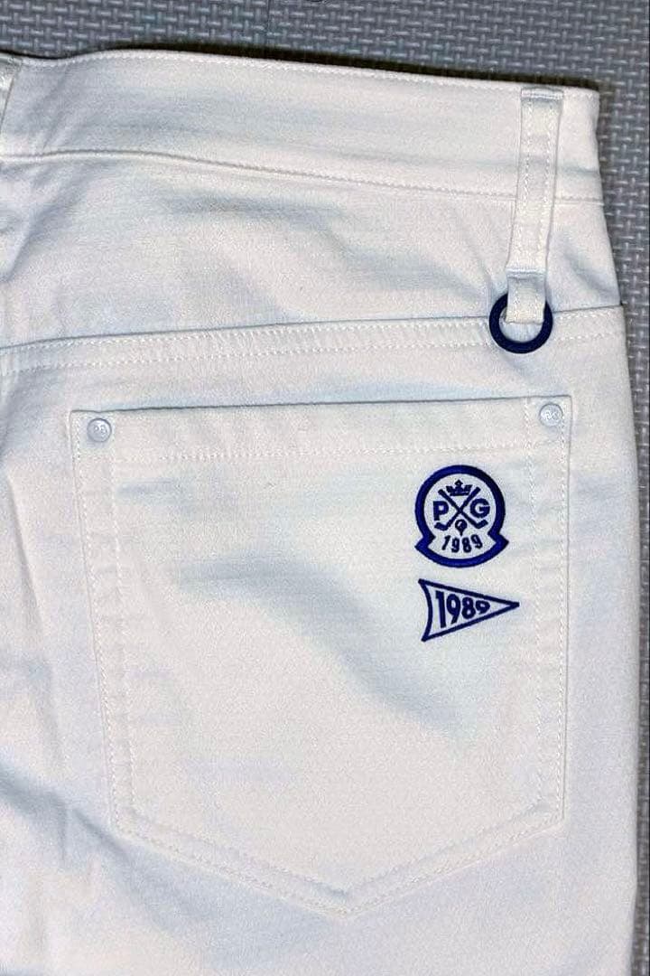 パーリーゲイツ ドビーピラミッド 表地ピーチボンディング5Pパンツ（WHT／5）