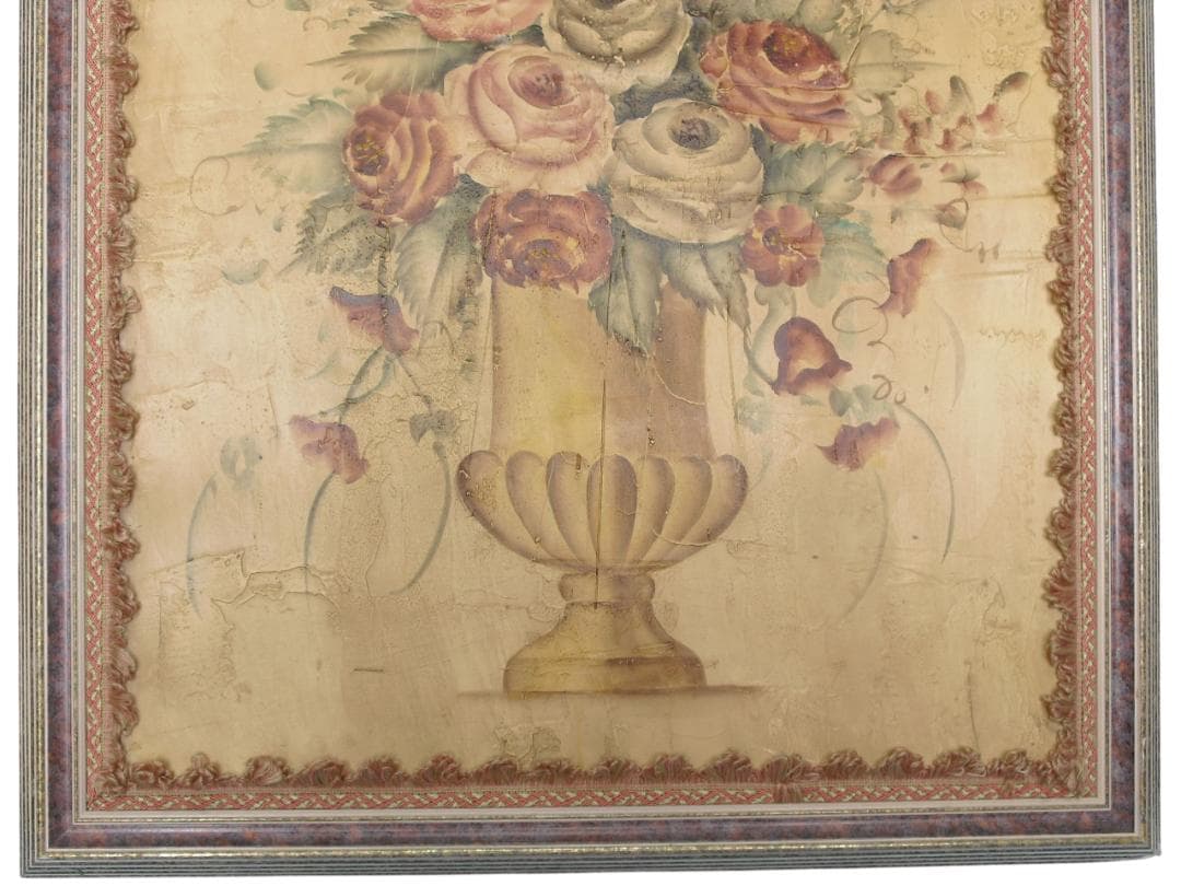 クラシック額装インテリアアート☆薔薇絵画 アートパネル 壁飾り テクスチャー加工