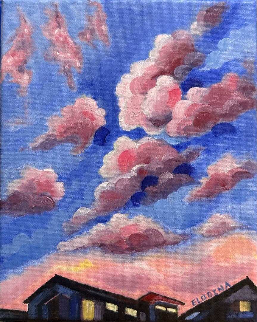 油彩画 空と雲 原画