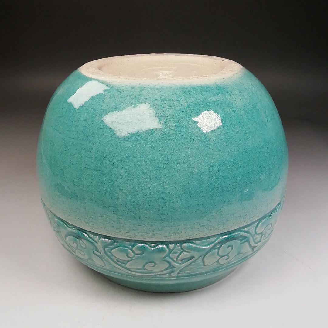 Ｗ２６１　水指　『唐草文』『七世　吉向蕃斎 造』　共箱　茶道具