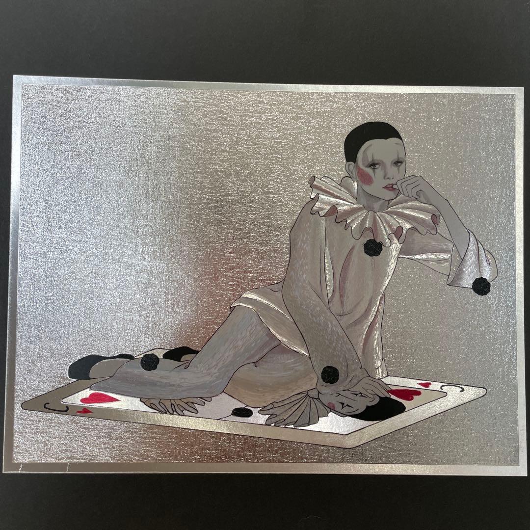藤田ミラノ ヴィンテージ ピエロ 箔押しアート絵画　サーカス