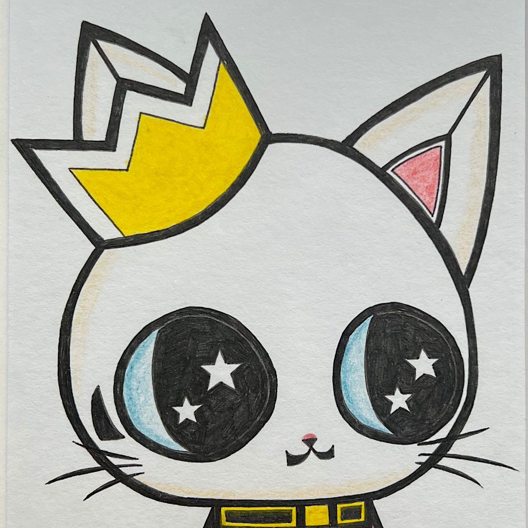 動物 原画 絵 手描き 癒し 猫 アート 一点物 額縁付『ピンク』