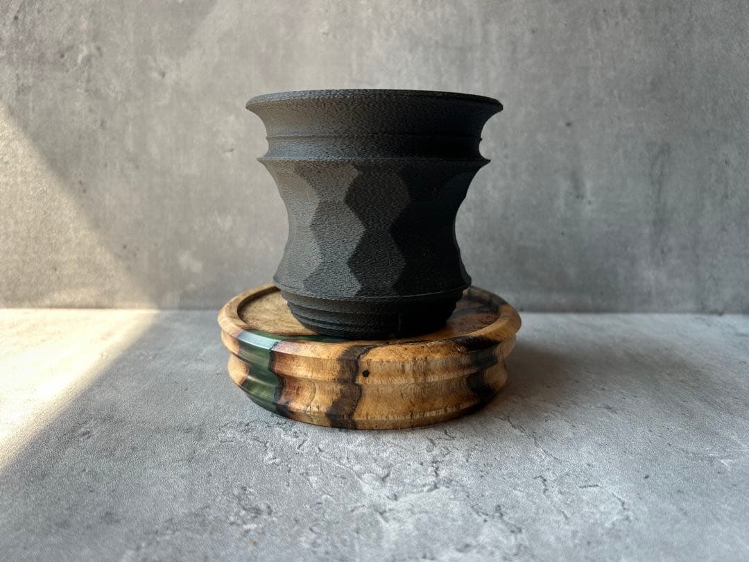 BASE WOOD DESIGN OD缶 ランタン 台座 花台 黒柿×レジン②