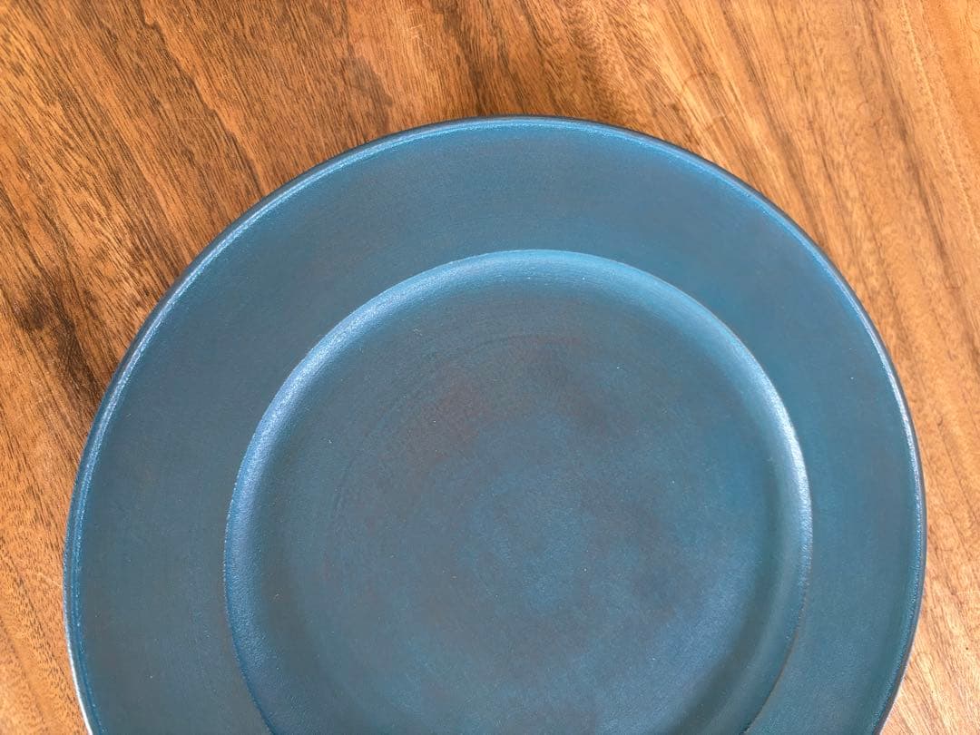 富井貴志　青漆リム皿　24cm
