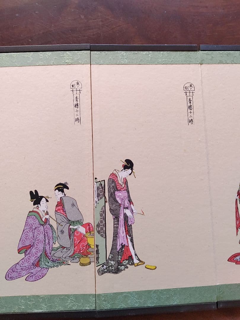 浮世絵 　喜多川歌麿　青楼12時　花瓶　落款　木仙作　極印　額装　まとめ売り