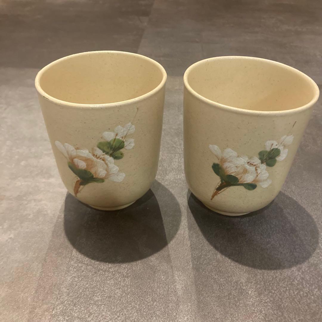 ★希少★Nang ceramic ソンベ焼き ベージュ　湯呑み　2個セット