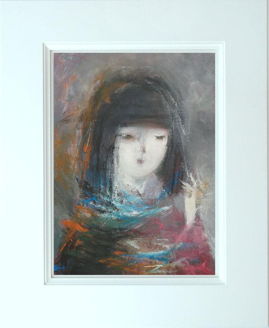 油絵 絵 絵画 インテリア 額付(黒) F6-050513 人物 女性像
