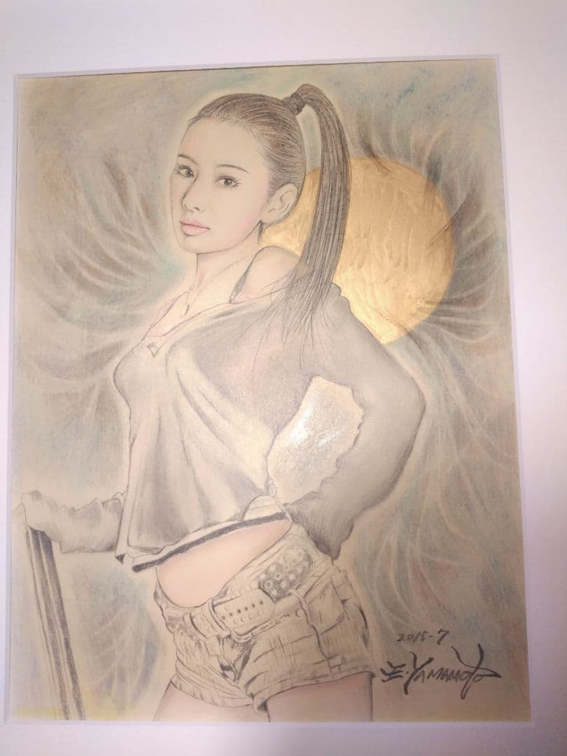 美人画、裸婦、絵画６号、山本英二ホットパンツK、真作、肉筆、高塚省吾、額縁なし。