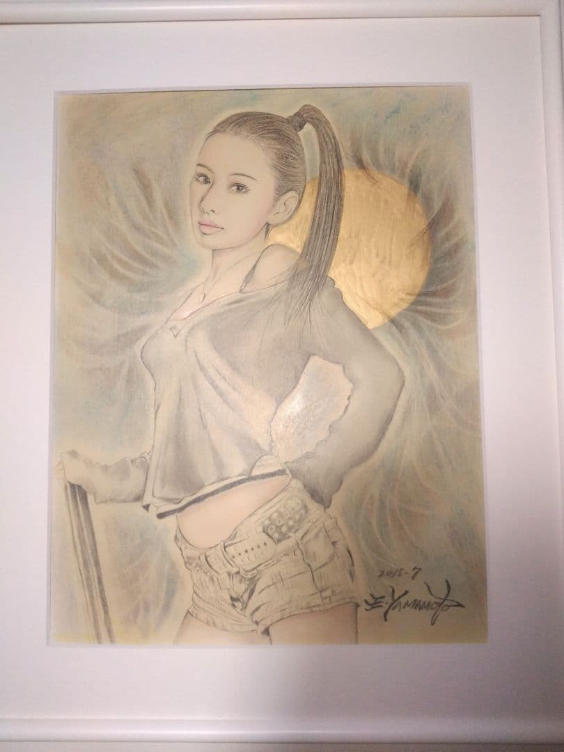 美人画、裸婦、絵画６号、山本英二ホットパンツK、真作、肉筆、高塚省吾、額縁なし。