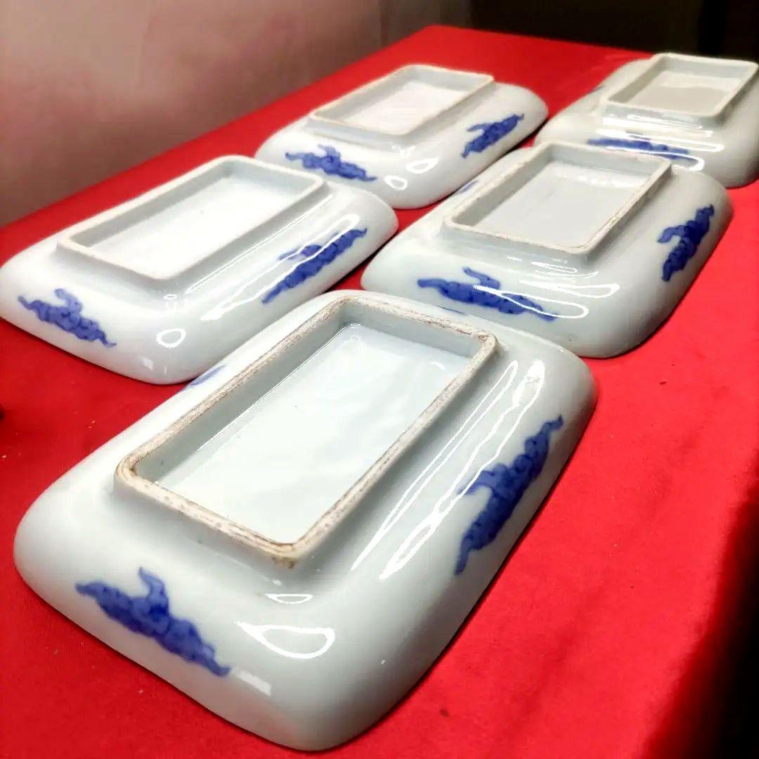 有田焼　伊万里焼　古伊万里　金彩　色絵　小皿　角皿　長角皿　刺し身皿　5客セット