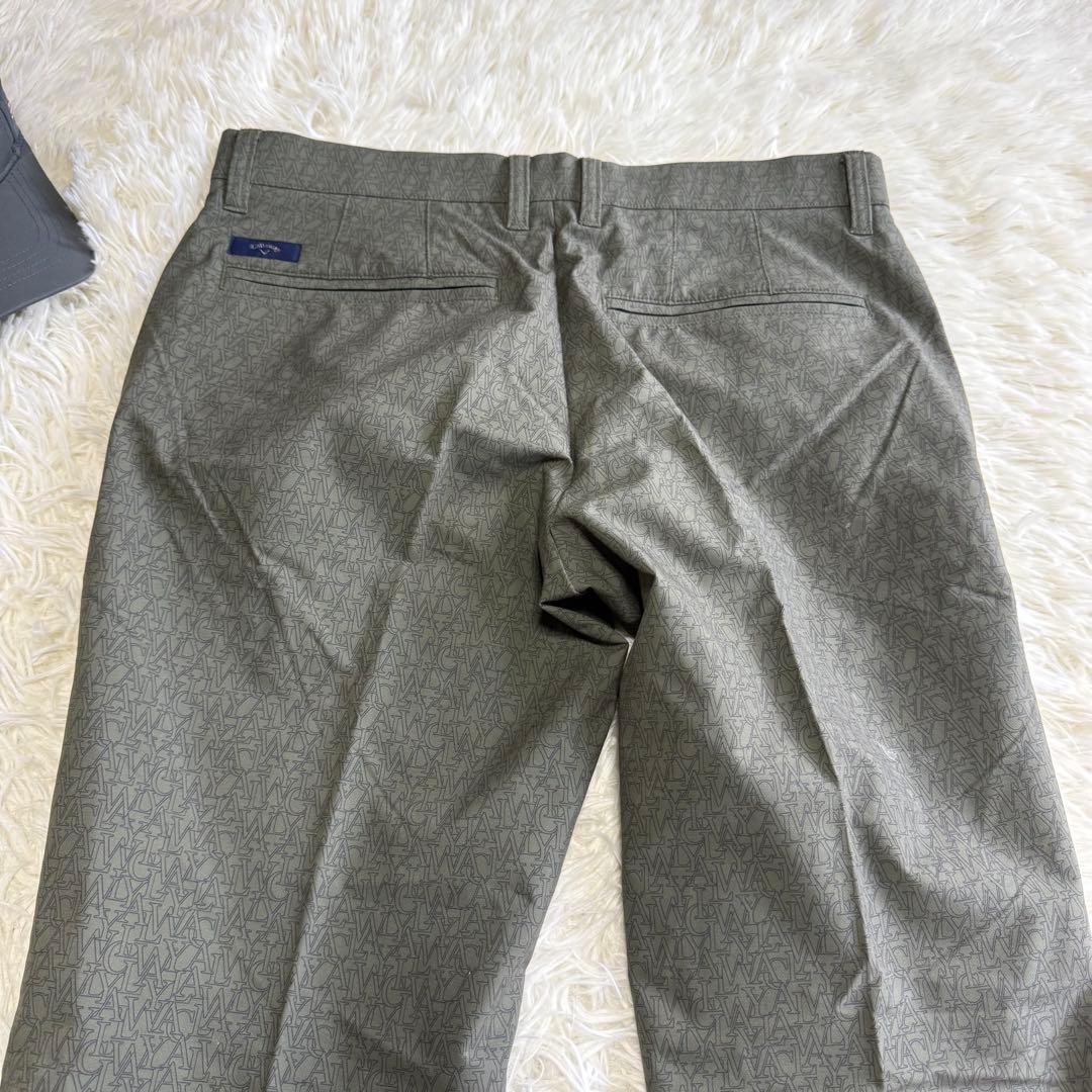 【キャロウェイ】美品 ストレッチパンツ カーキ 総ロゴ Mサイズ メンズ