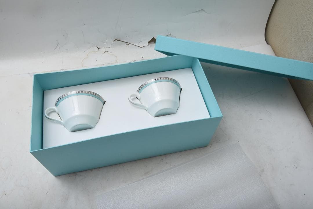 新品未使用 ティファニー Tiffany プラチナブルーバンド カップソーサー