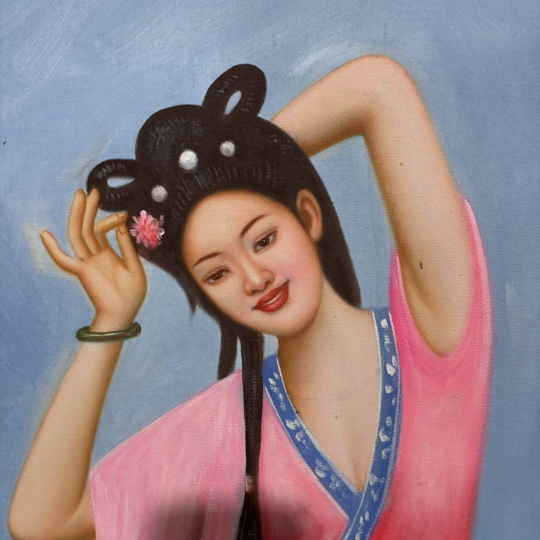 純手描き 水彩油画 人物画 刘宇一 作品図 中国絵画 約70×100cm 未表装