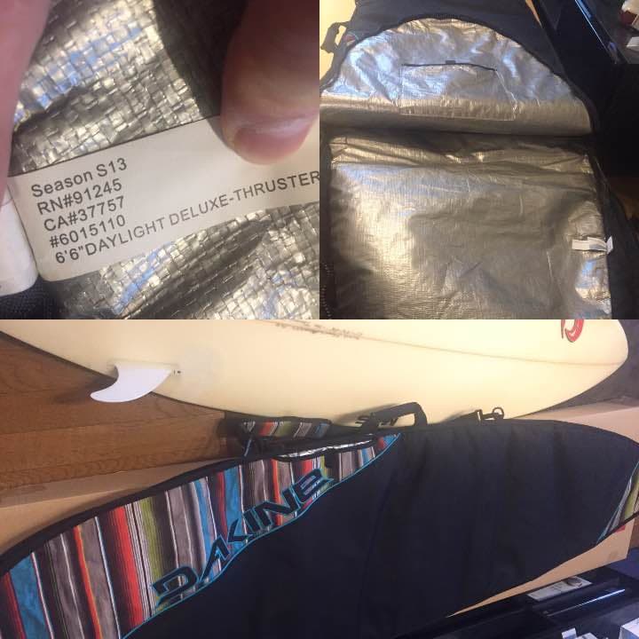 中古サーフボード、ショート、ダカインハードケース、