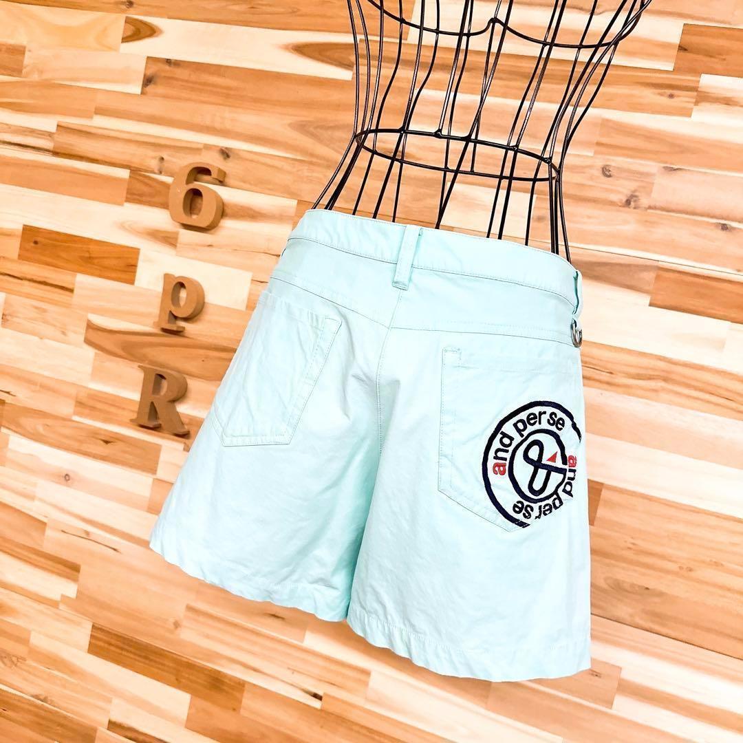 【アンパスィ】サークル &ロゴ ショートパンツ ゴルフ L 緑エメラルドグリーン