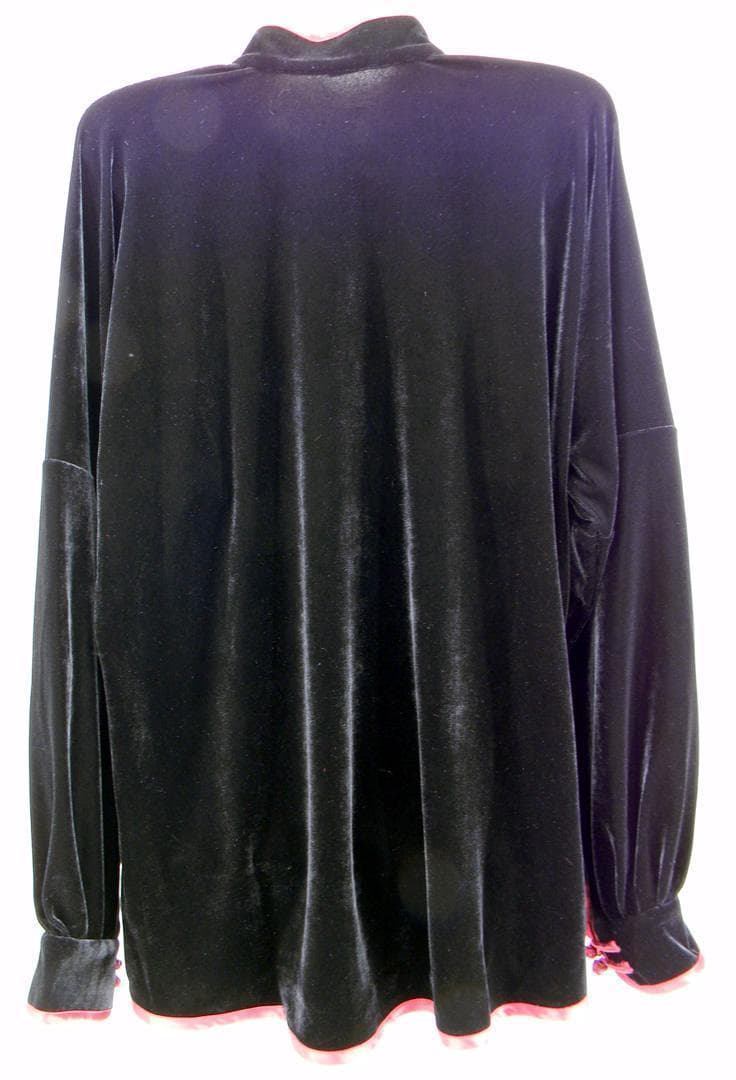太極拳 ベロア調 太極服 上下 L サイズ 男女両用 黒紅辺【新品】