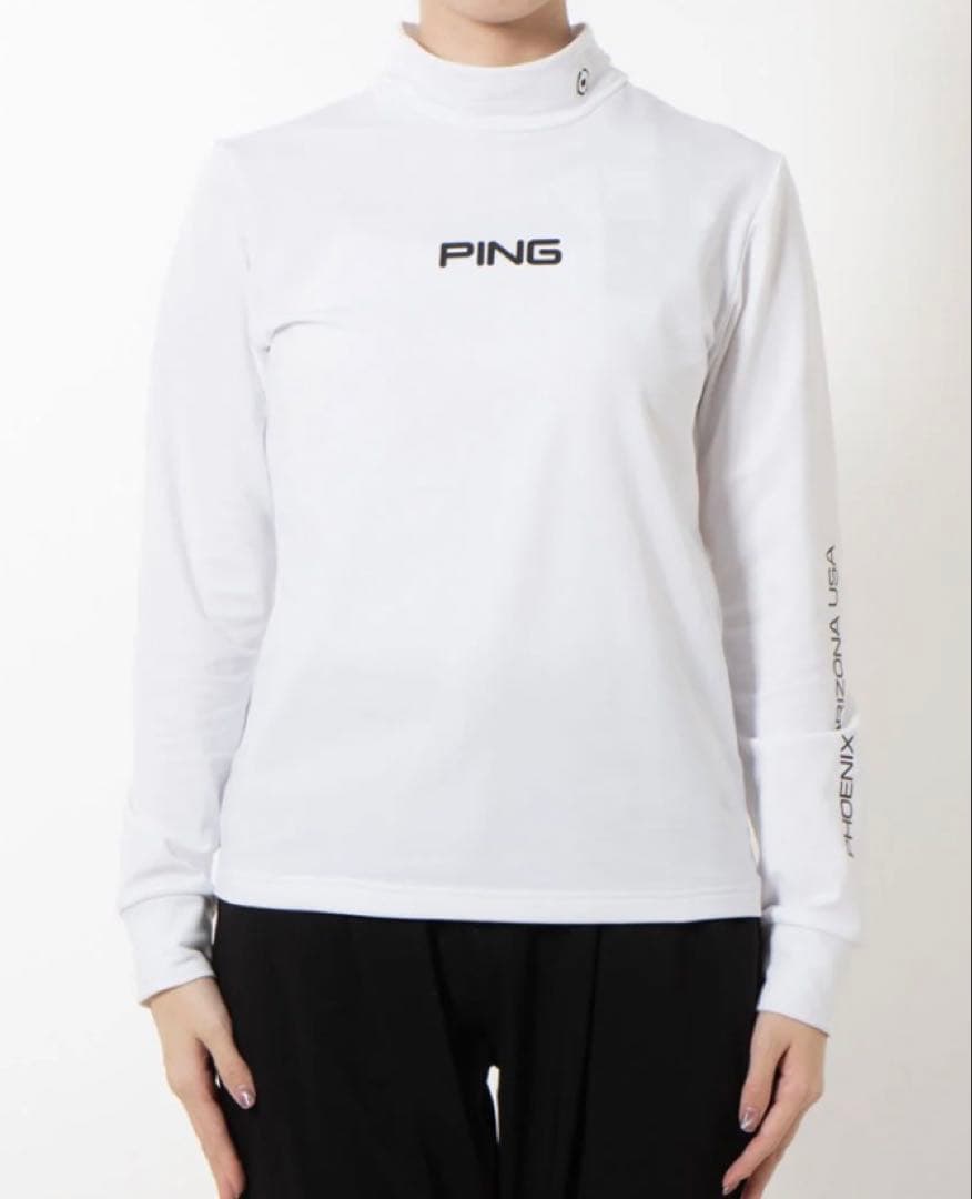 M ☆新品☆ PING エアーフレイクハイネックシャツ レディース　ホワイト