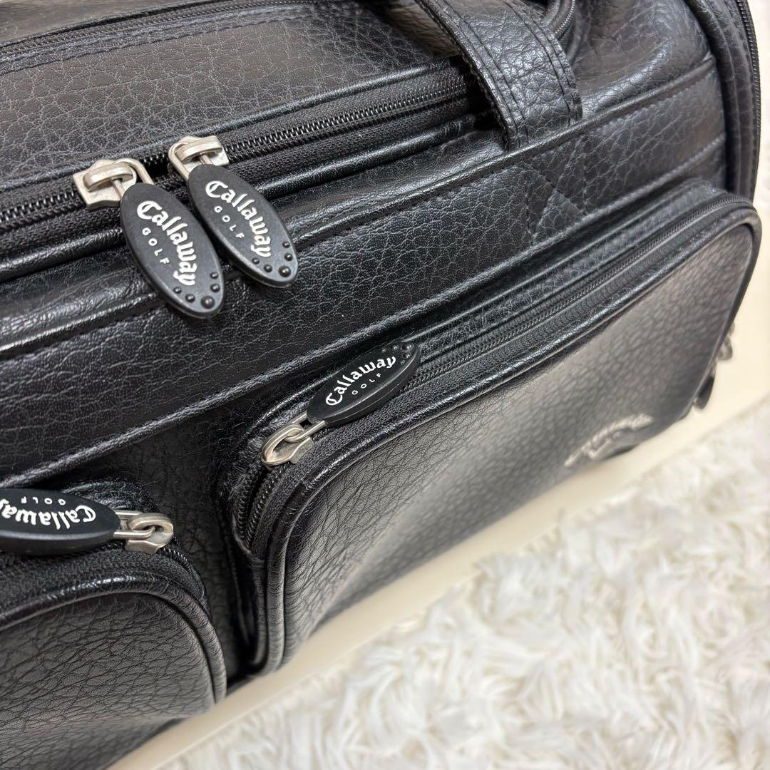 【美品】Callaway ゴルフ レザー 2way ボストンバッグ ブラック