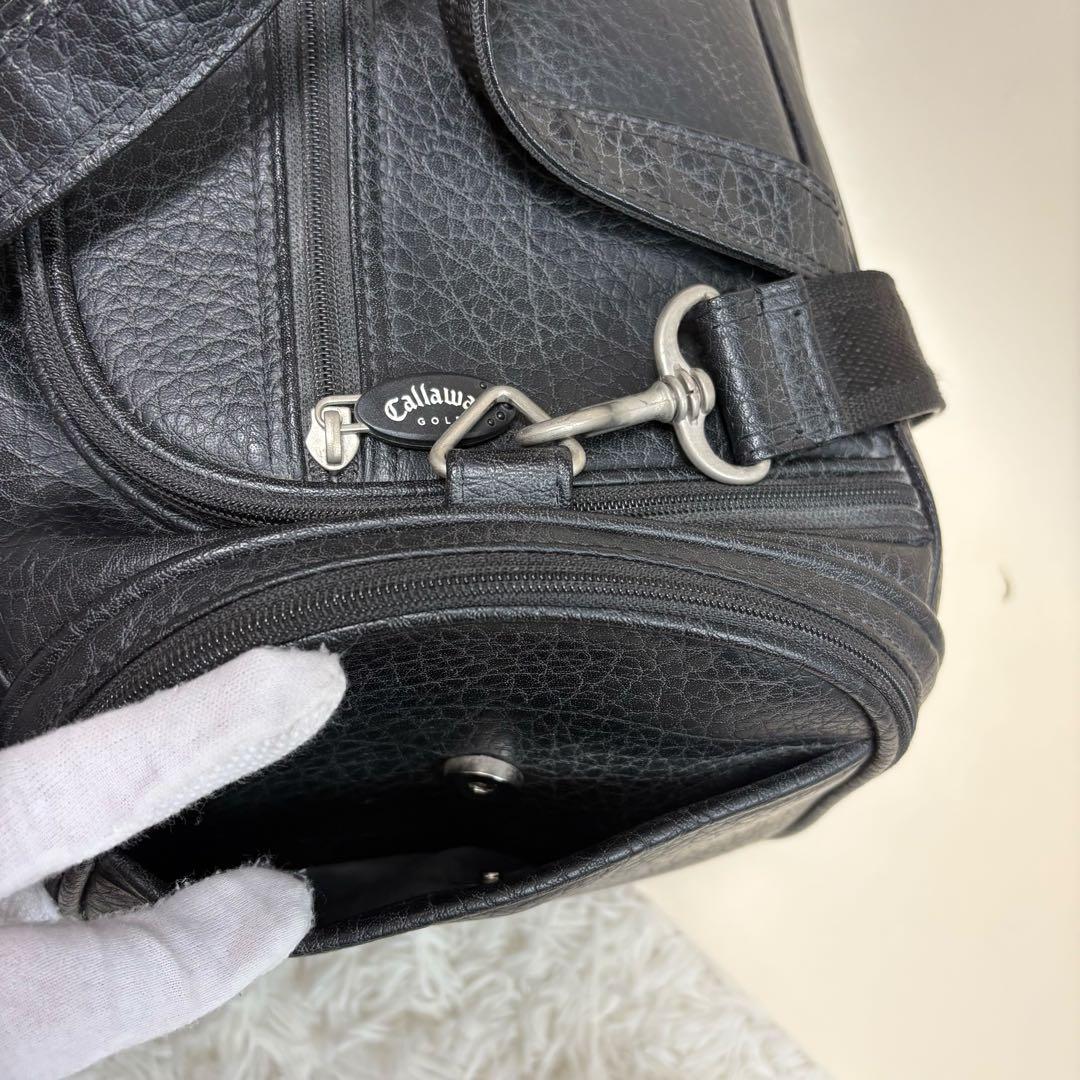 【美品】Callaway ゴルフ レザー 2way ボストンバッグ ブラック