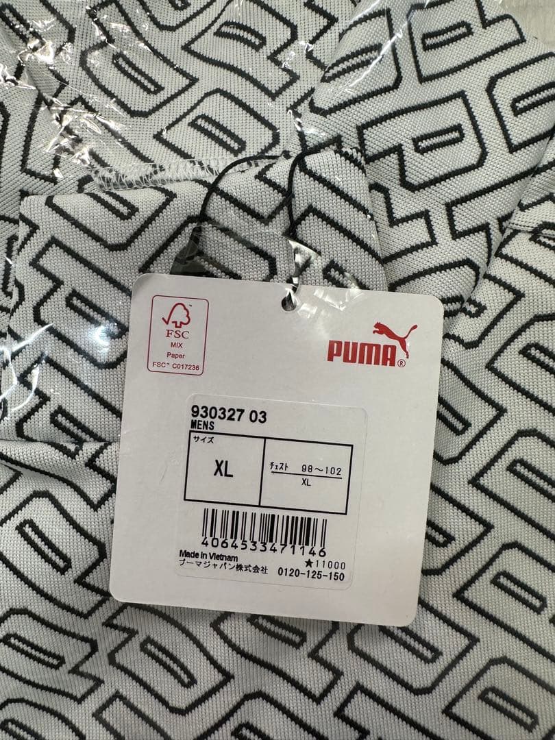 PUMA 幾何学模様ハイネックシャツ 未使用新品(ＸＬサイズ) ホワイト系