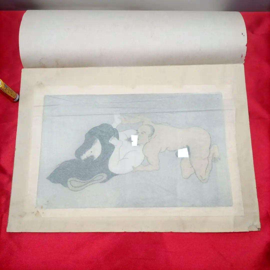 春画　浮世絵　秘めごと　精緻　巨大　骨董　時代物