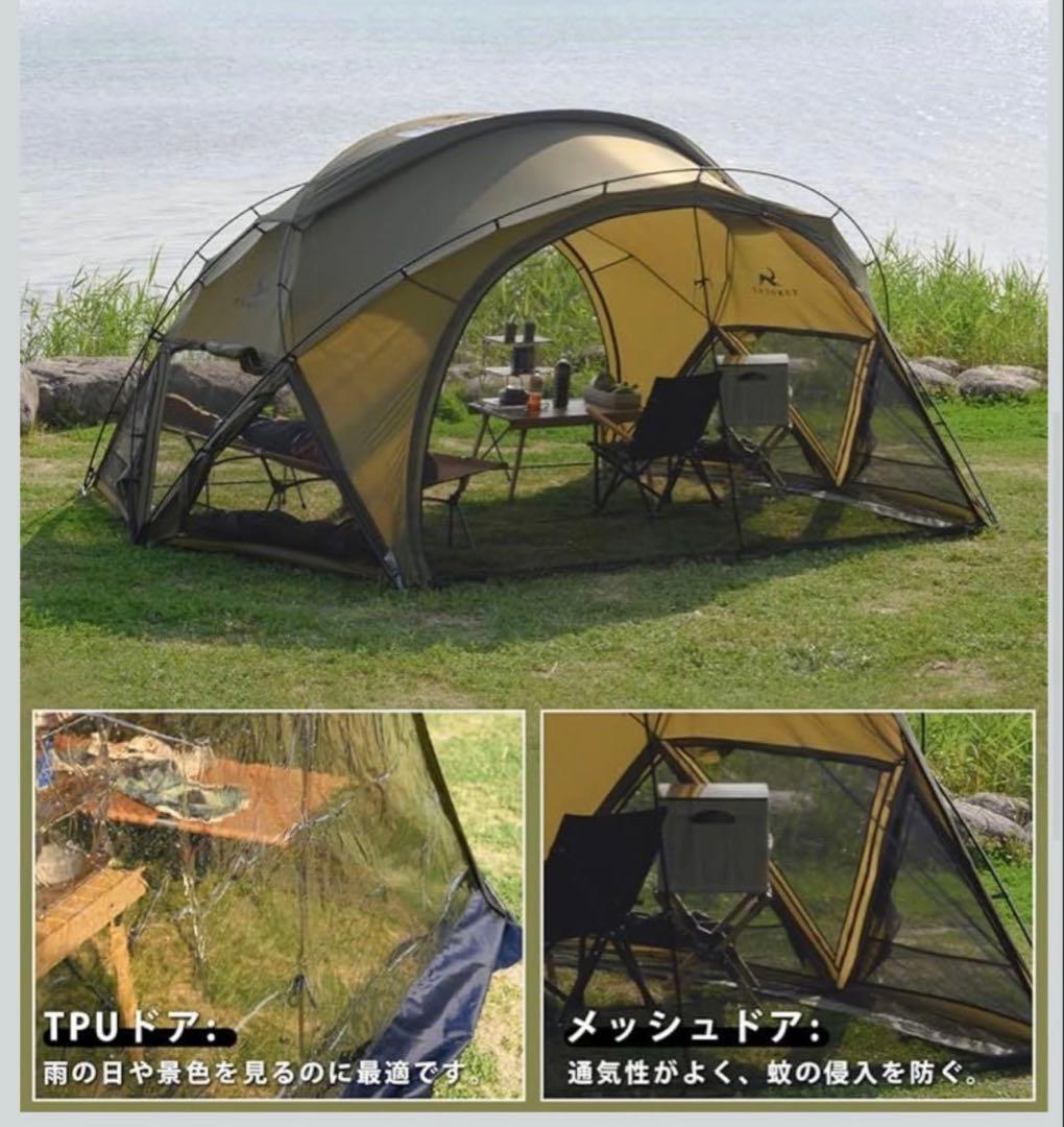 シェルターテント 40D ナイロン 超軽量 ドームテント アルミポール