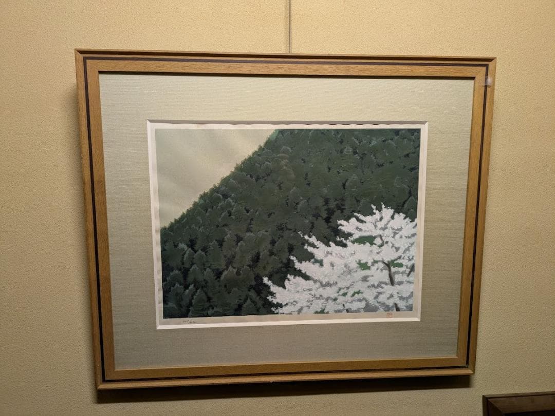 【真作】東山魁夷 木版画『春静』生前監修・41版多色刷り（証紙完備）