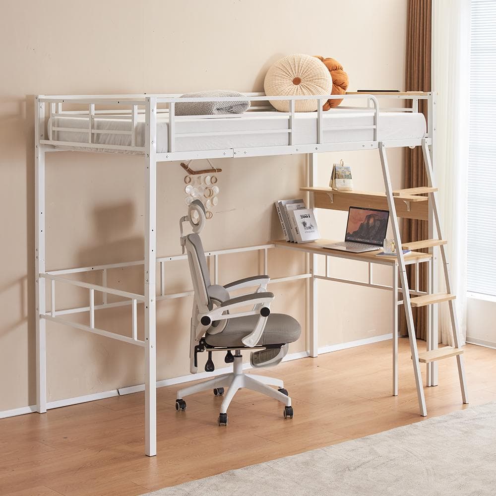 システムベット ロフトベッド シングル コンセント付き White
