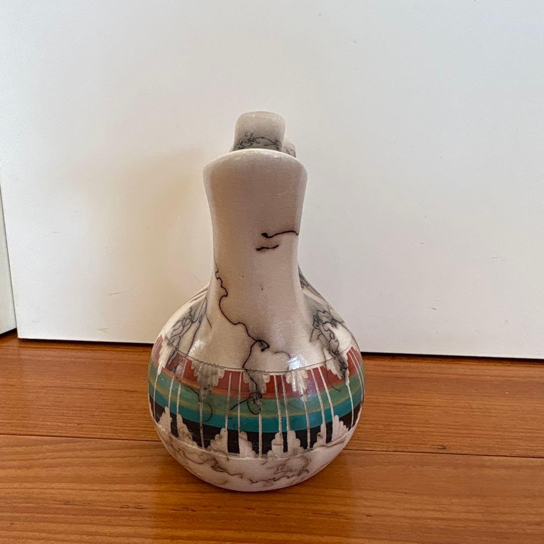 希少品！ネイティブアメリカン陶器　ナバホ族　サイン入り　ホースヘアポット 壺