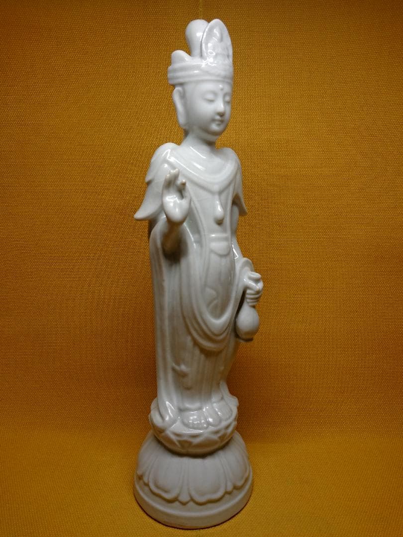 【美品】仏教美術　観音　仏像　陶器　置物　インテリア　工芸品　美術品　A1133