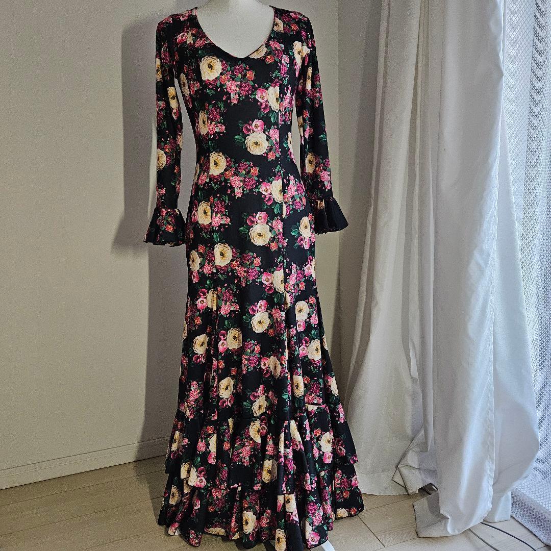 フラメンコ ドレス 花柄 ロング　Yolanda　Moda　Flamenca製